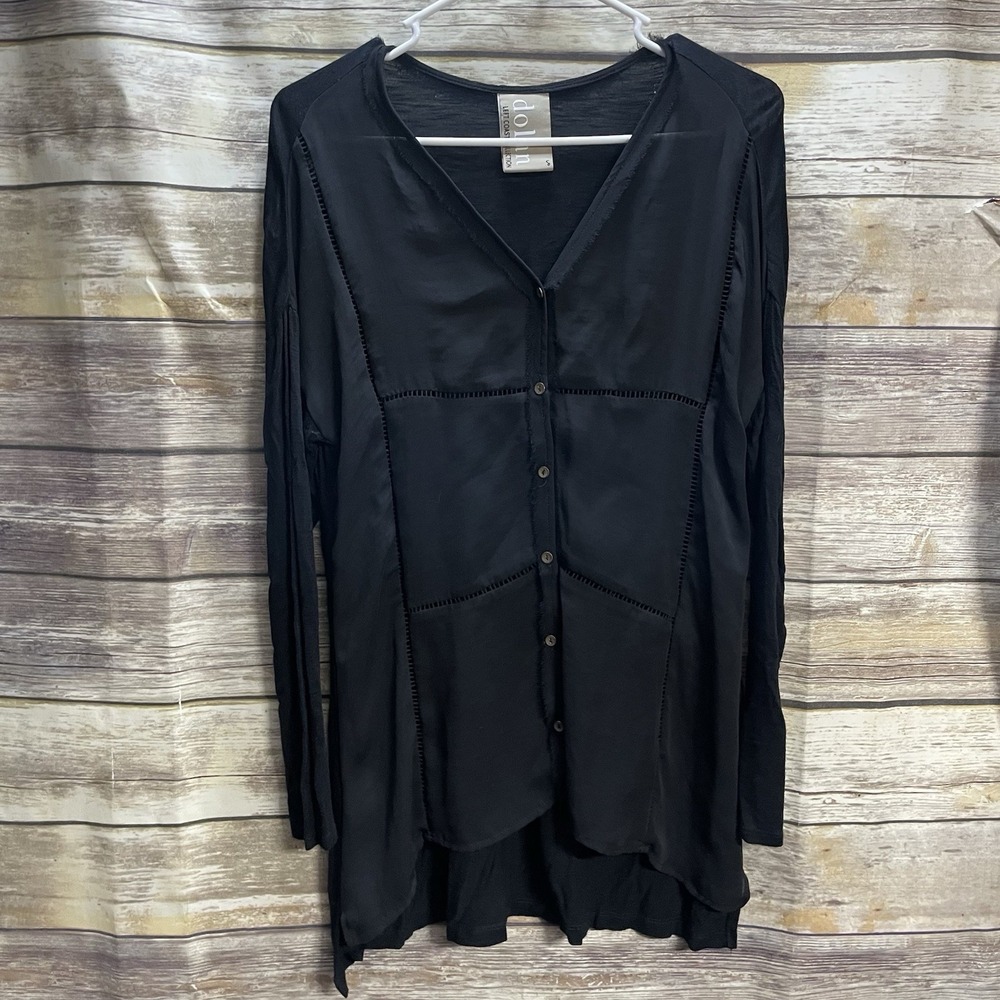 Dolan Women's‎ Small Black Long Sleeve V-Neck Fit Sheer Panel Stitch N Fix